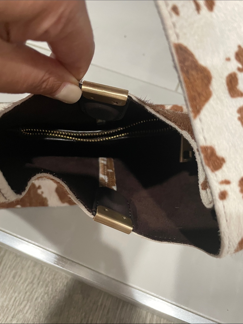 House of Harlow 1960 Brown and White Genuine Cowhide-Hobo Shoulder Bag - Picture 5 of 10